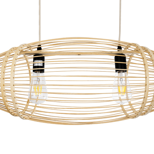 GLOBOSTAR® FISH 01927 Boho Κρεμαστό Φωτιστικό Οροφής με Ντουί 2 x E27 AC 220-240V IP20 - Μπεζ - Μ130 x Π42 x Υ42cm
