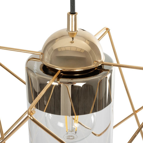 GLOBOSTAR® PLEX 202-0037 Μοντέρνο Κρεμαστό Φωτιστικό Οροφής με Ντουί 1 x E27 AC 220-240V IP20 - Χρυσό & Διάφανο - Μ25 x Π25 x Υ23cm