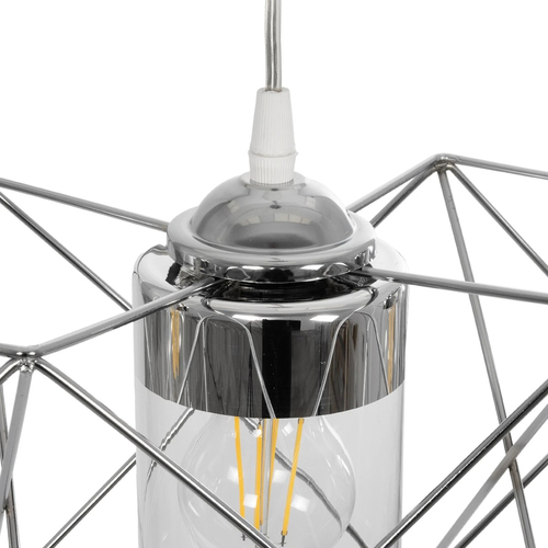 GLOBOSTAR® PLEX 202-0039 Μοντέρνο Κρεμαστό Φωτιστικό Οροφής με Ντουί 3 x E27 AC 220-240V IP20 - Ασημί & Διάφανο - Μ56 x Π17 x Υ24cm