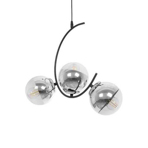 GLOBOSTAR® CITY 202-0041 Μοντέρνο Κρεμαστό Φωτιστικό Οροφής με Ντουί 3 x E27 AC 220-240V IP20 - Μαύρο & Ασημί - Μ60 x Π35 x Υ50cm