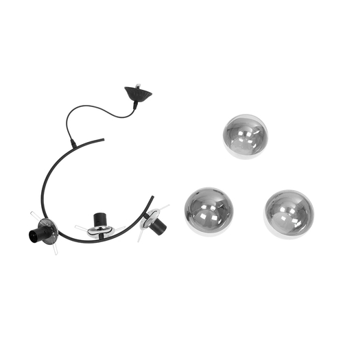 GLOBOSTAR® CITY 202-0041 Μοντέρνο Κρεμαστό Φωτιστικό Οροφής με Ντουί 3 x E27 AC 220-240V IP20 - Μαύρο & Ασημί - Μ60 x Π35 x Υ50cm