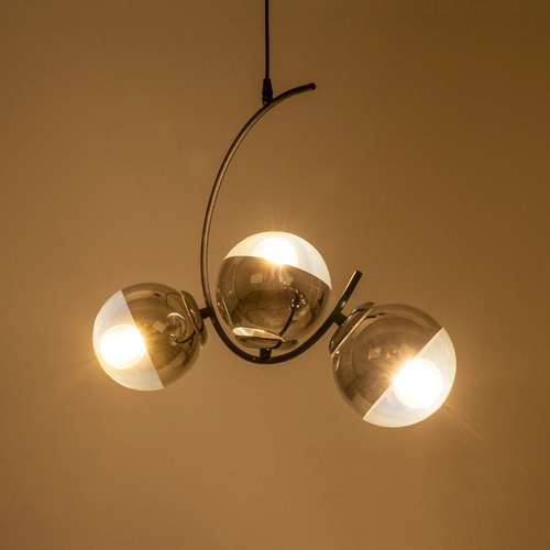 GLOBOSTAR® CITY 202-0041 Μοντέρνο Κρεμαστό Φωτιστικό Οροφής με Ντουί 3 x E27 AC 220-240V IP20 - Μαύρο & Ασημί - Μ60 x Π35 x Υ50cm