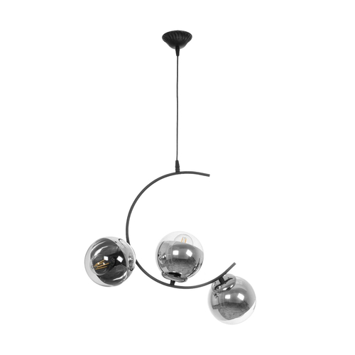 GLOBOSTAR® CITY 202-0041 Μοντέρνο Κρεμαστό Φωτιστικό Οροφής με Ντουί 3 x E27 AC 220-240V IP20 - Μαύρο & Ασημί - Μ60 x Π35 x Υ50cm