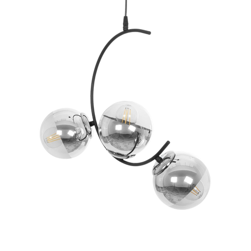 GLOBOSTAR® CITY 202-0041 Μοντέρνο Κρεμαστό Φωτιστικό Οροφής με Ντουί 3 x E27 AC 220-240V IP20 - Μαύρο & Ασημί - Μ60 x Π35 x Υ50cm