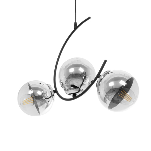 GLOBOSTAR® CITY 202-0041 Μοντέρνο Κρεμαστό Φωτιστικό Οροφής με Ντουί 3 x E27 AC 220-240V IP20 - Μαύρο & Ασημί - Μ60 x Π35 x Υ50cm