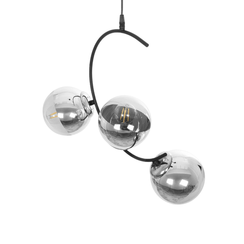 GLOBOSTAR® CITY 202-0041 Μοντέρνο Κρεμαστό Φωτιστικό Οροφής με Ντουί 3 x E27 AC 220-240V IP20 - Μαύρο & Ασημί - Μ60 x Π35 x Υ50cm