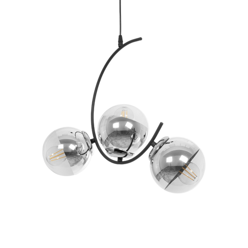 GLOBOSTAR® CITY 202-0041 Μοντέρνο Κρεμαστό Φωτιστικό Οροφής με Ντουί 3 x E27 AC 220-240V IP20 - Μαύρο & Ασημί - Μ60 x Π35 x Υ50cm