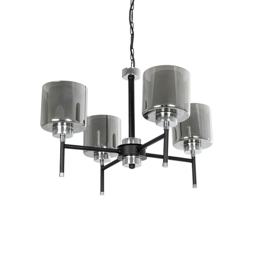 GLOBOSTAR® SHORD 202-0056 Μοντέρνο Κρεμαστό Φωτιστικό Οροφής με Ντουί 4 x E27 AC 220-240V IP20 - Μαύρο & Μαύρο Φιμέ - Μ57 x Π57 x Υ37cm