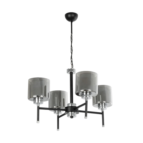 GLOBOSTAR® SHORD 202-0056 Μοντέρνο Κρεμαστό Φωτιστικό Οροφής με Ντουί 4 x E27 AC 220-240V IP20 - Μαύρο & Μαύρο Φιμέ - Μ57 x Π57 x Υ37cm