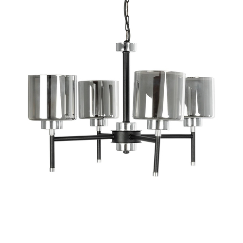 GLOBOSTAR® SHORD 202-0056 Μοντέρνο Κρεμαστό Φωτιστικό Οροφής με Ντουί 4 x E27 AC 220-240V IP20 - Μαύρο & Μαύρο Φιμέ - Μ57 x Π57 x Υ37cm