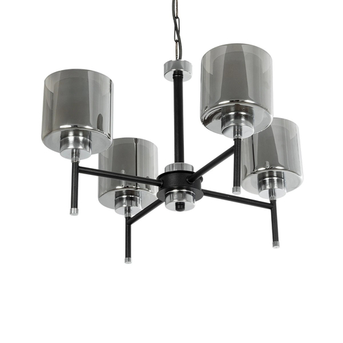 GLOBOSTAR® SHORD 202-0056 Μοντέρνο Κρεμαστό Φωτιστικό Οροφής με Ντουί 4 x E27 AC 220-240V IP20 - Μαύρο & Μαύρο Φιμέ - Μ57 x Π57 x Υ37cm