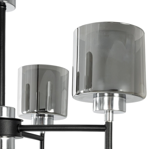 GLOBOSTAR® SHORD 202-0056 Μοντέρνο Κρεμαστό Φωτιστικό Οροφής με Ντουί 4 x E27 AC 220-240V IP20 - Μαύρο & Μαύρο Φιμέ - Μ57 x Π57 x Υ37cm