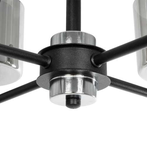 GLOBOSTAR® SHORD 202-0056 Μοντέρνο Κρεμαστό Φωτιστικό Οροφής με Ντουί 4 x E27 AC 220-240V IP20 - Μαύρο & Μαύρο Φιμέ - Μ57 x Π57 x Υ37cm