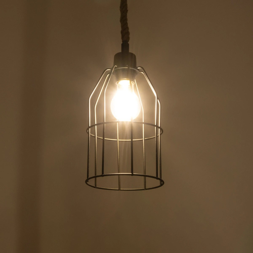 GLOBOSTAR® TALAH 203-0009 Vintage Κρεμαστό Φωτιστικό Οροφής με Ντουί 1 x E27 AC 220-240V IP20 - Μαύρο & Μπεζ - Μ15.5 x Π15.5 x Υ30cm