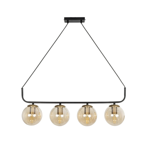 GLOBOSTAR® LATTICE 203-0018 Μοντέρνο Κρεμαστό Φωτιστικό Οροφής με Ντουί 4 x E27 AC 220-240V IP20 - Μαύρο & Μπρούτζινο - Μ78 x Π15 x Υ81cm