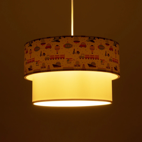 GLOBOSTAR® TRAIN 204-0009 Παιδικό Κρεμαστό Φωτιστικό Οροφής με Ντουί 1 x E27 AC 220-240V IP20 - Πολύχρωμο - Μ30 x Π30 x Υ24cm