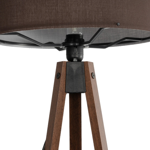 GloboStar® SAGA 204-0034 Μοντέρνο Eπιδαπέδιο Φωτιστικό Μονόφωτο 1 x E27 IP20 Καφέ Ξύλο με Καφέ Ύφασμα - Μ38 x Π38 x Υ140cm