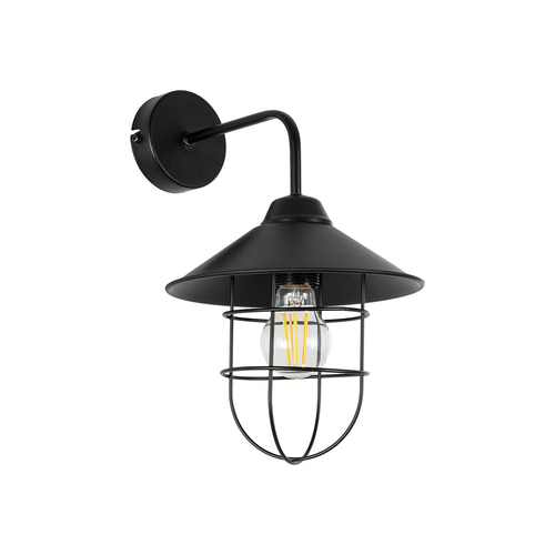 GLOBOSTAR® CAGE 203-0096 Vintage Φωτιστικό Τοίχου - Απλίκα με Ντουί 1 x E27 AC 220-240V IP20 - Μαύρο - M22 x Π28 x Υ35cm