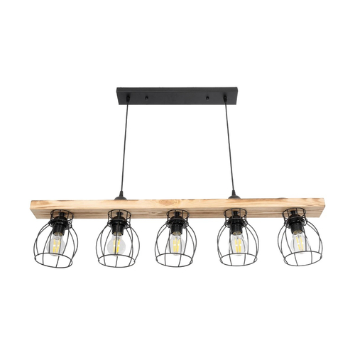 GLOBOSTAR® BARISTA 203-0095 Vintage Κρεμαστό Φωτιστικό Οροφής με Ντουί 5 x E27 AC 220-240V IP20 - Μπεζ & Μαύρο - Μ100 x Π14.5 x Υ26cm