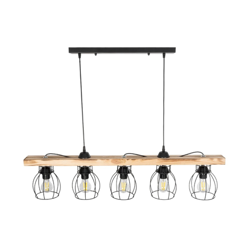 GLOBOSTAR® BARISTA 203-0095 Vintage Κρεμαστό Φωτιστικό Οροφής με Ντουί 5 x E27 AC 220-240V IP20 - Μπεζ & Μαύρο - Μ100 x Π14.5 x Υ26cm