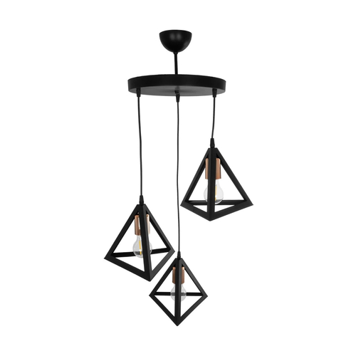 GLOBOSTAR® TRIANGLE 203-0162 Μοντέρνο Κρεμαστό Φωτιστικό Οροφής με Ντουί 3 x E27 AC 220-240V IP20 - Μάυρο & Χάλκινο - Μ67 x Π67 x Υ50cm