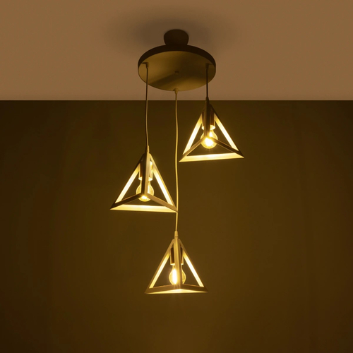 GLOBOSTAR® TRIANGLE 203-0166 Μοντέρνο Κρεμαστό Φωτιστικό Οροφής με Ντουί 3 x E27 AC 220-240V IP20 - Λευκό & Χρυσό - Μ67 x Π67 x Υ50cm