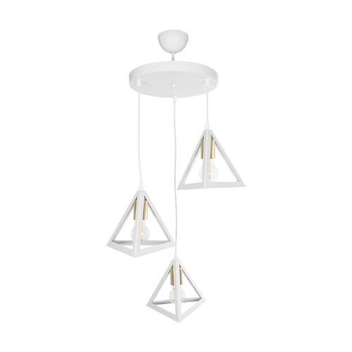 GLOBOSTAR® TRIANGLE 203-0166 Μοντέρνο Κρεμαστό Φωτιστικό Οροφής με Ντουί 3 x E27 AC 220-240V IP20 - Λευκό & Χρυσό - Μ67 x Π67 x Υ50cm