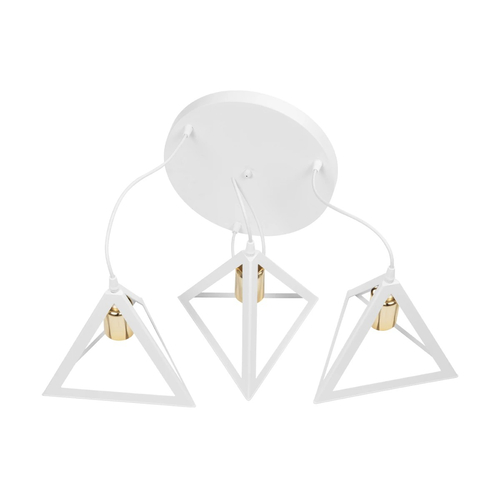 GLOBOSTAR® TRIANGLE 203-0166 Μοντέρνο Κρεμαστό Φωτιστικό Οροφής με Ντουί 3 x E27 AC 220-240V IP20 - Λευκό & Χρυσό - Μ67 x Π67 x Υ50cm