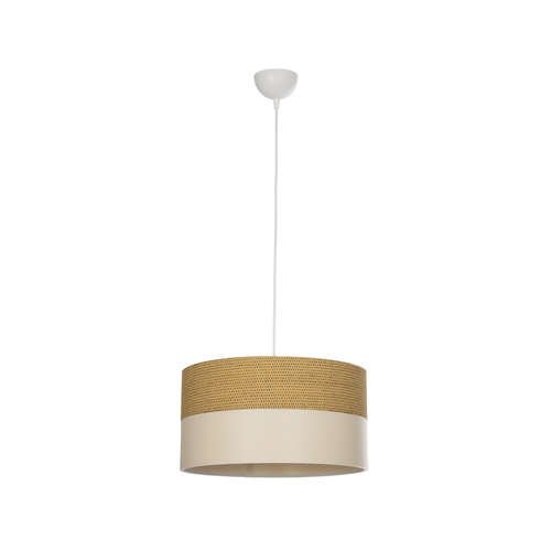 GLOBOSTAR® LIVA 203-0173 Μοντέρνο Κρεμαστό Φωτιστικό Οροφής με Ντουί 1 x E27 AC 220-240V IP20 - Καφέ & Μπεζ - Μ38 x Π38 x Υ20cm