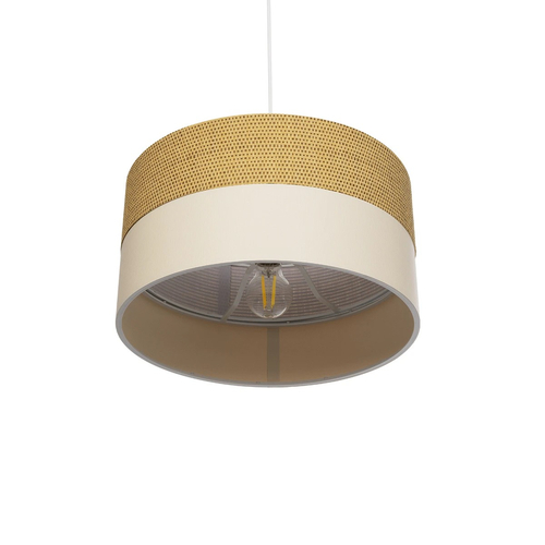 GLOBOSTAR® LIVA 203-0173 Μοντέρνο Κρεμαστό Φωτιστικό Οροφής με Ντουί 1 x E27 AC 220-240V IP20 - Καφέ & Μπεζ - Μ38 x Π38 x Υ20cm