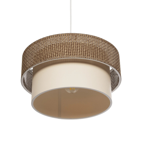 GLOBOSTAR® LIVA 203-0175 Μοντέρνο Κρεμαστό Φωτιστικό Οροφής με Ντουί 1 x E27 AC 220-240V IP20 - Καφέ & Μπεζ - Μ38 x Π38 x Υ30cm