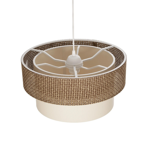 GLOBOSTAR® LIVA 203-0175 Μοντέρνο Κρεμαστό Φωτιστικό Οροφής με Ντουί 1 x E27 AC 220-240V IP20 - Καφέ & Μπεζ - Μ38 x Π38 x Υ30cm