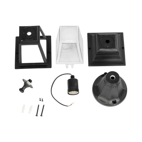 GloboStar® SOLME 203-0210 Vintage Επιδαπέδιο Φωτιστικό Φαναράκι Μονόφωτο 1 x E27 IP44 Μαύρο & Διάφανο Πλαστικό - Μ22 x Π22 x Υ40cm