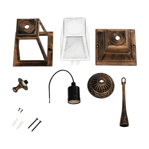 GLOBOSTAR® SOLME 203-0214 Vintage Φωτιστικό Οροφής με Ντουί 1 x E27 AC 220-240V IP44 - Χάλκινο - Μ15 x Π15 x Υ27cm