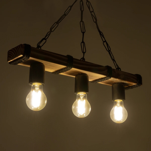 GLOBOSTAR® GLISTER 201-0003 Vintage Κρεμαστό Φωτιστικό Οροφής με Ντουί 3 x E27 AC 220-240V IP20 - Μπεζ & Μαύρο - Μ50 x Π9 x Υ10cm