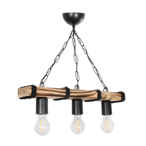 GLOBOSTAR® GLISTER 201-0003 Vintage Κρεμαστό Φωτιστικό Οροφής με Ντουί 3 x E27 AC 220-240V IP20 - Μπεζ & Μαύρο - Μ50 x Π9 x Υ10cm