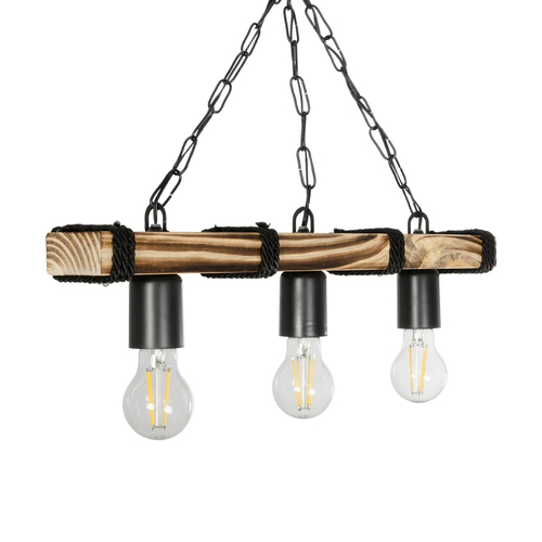 GLOBOSTAR® GLISTER 201-0003 Vintage Κρεμαστό Φωτιστικό Οροφής με Ντουί 3 x E27 AC 220-240V IP20 - Μπεζ & Μαύρο - Μ50 x Π9 x Υ10cm