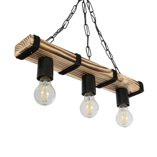 GLOBOSTAR® GLISTER 201-0003 Vintage Κρεμαστό Φωτιστικό Οροφής με Ντουί 3 x E27 AC 220-240V IP20 - Μπεζ & Μαύρο - Μ50 x Π9 x Υ10cm