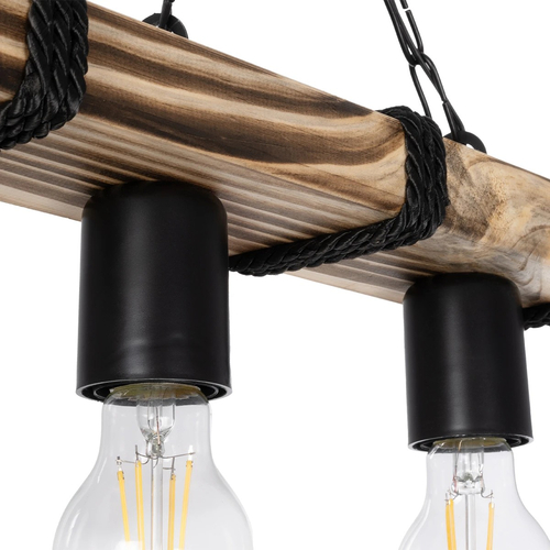 GLOBOSTAR® GLISTER 201-0003 Vintage Κρεμαστό Φωτιστικό Οροφής με Ντουί 3 x E27 AC 220-240V IP20 - Μπεζ & Μαύρο - Μ50 x Π9 x Υ10cm