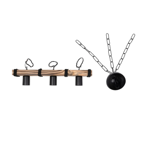 GLOBOSTAR® GLISTER 201-0003 Vintage Κρεμαστό Φωτιστικό Οροφής με Ντουί 3 x E27 AC 220-240V IP20 - Μπεζ & Μαύρο - Μ50 x Π9 x Υ10cm