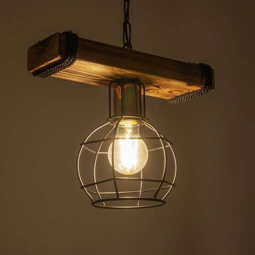 GLOBOSTAR® STARLO 201-0004 Vintage Κρεμαστό Φωτιστικό Οροφής με Ντουί 1 x E27 AC 220-240V IP20 - Μπεζ & Μαύρο - Μ30 x Π16 x Υ23cm