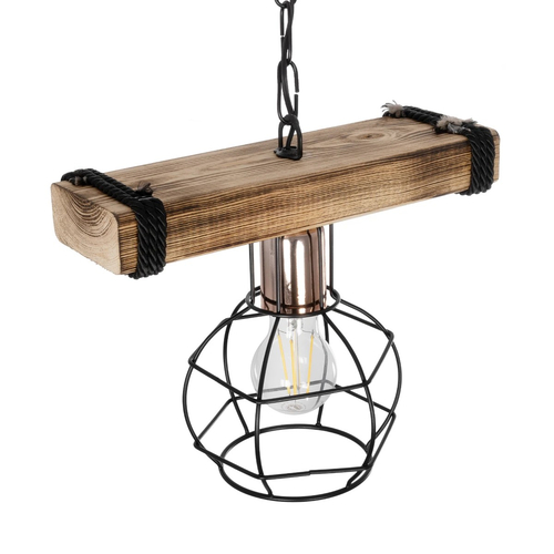 GLOBOSTAR® STARLO 201-0004 Vintage Κρεμαστό Φωτιστικό Οροφής με Ντουί 1 x E27 AC 220-240V IP20 - Μπεζ & Μαύρο - Μ30 x Π16 x Υ23cm