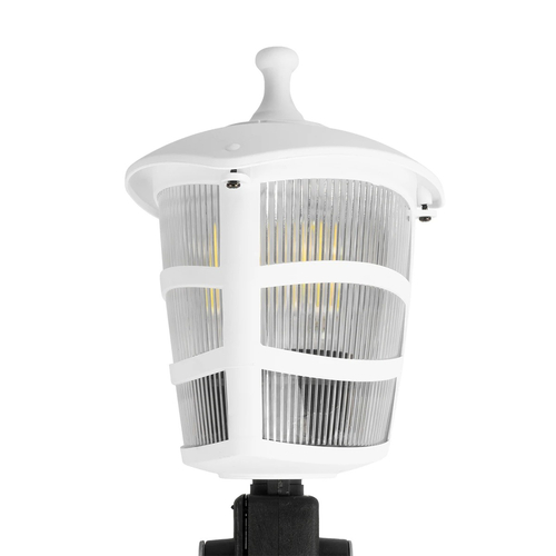 GloboStar® ZARDIN 203-0241 Vintage Καρφωτό Φωτιστικό Φαναράκι Μονόφωτο 1 x E27 IP44 Λευκό & Διάφανο Πλαστικό - Μ17 x Π17 x Υ49cm