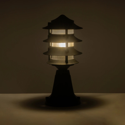 GloboStar® LANTERNA 203-0243 Μοντέρνο Επιδαπέδιο Φωτιστικό Φαναράκι Μονόφωτο 1 x E27 IP44 Μαύρο & Διάφανο Πλαστικό - Μ16 x Π16 x Υ35cm