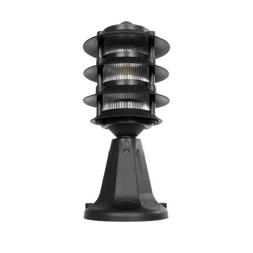 GloboStar® LANTERNA 203-0243 Μοντέρνο Επιδαπέδιο Φωτιστικό Φαναράκι Μονόφωτο 1 x E27 IP44 Μαύρο & Διάφανο Πλαστικό - Μ16 x Π16 x Υ35cm