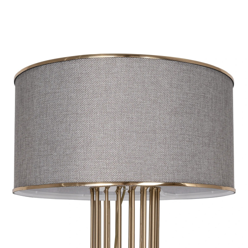 GloboStar® NOVA 201-0040 Μοντέρνο Επιδαπέδιο Φωτιστικό 1 x E27 IP20 Χρυσό Μεταλλό με Μπεζ Ύφασμα - Μ36 x Π36 x Υ148cm