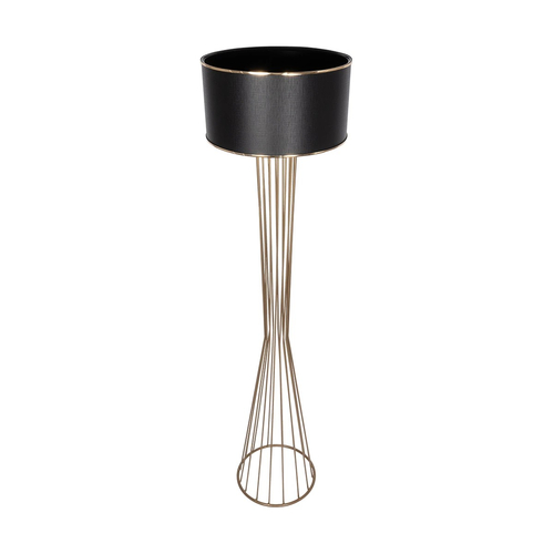 GloboStar® NOVA 201-0041 Μοντέρνο Επιδαπέδιο Φωτιστικό 1 x E27 IP20 Χρυσό Μέταλλο με Μαύρο Ύφασμα - Μ36 x Π36 x Υ148cm