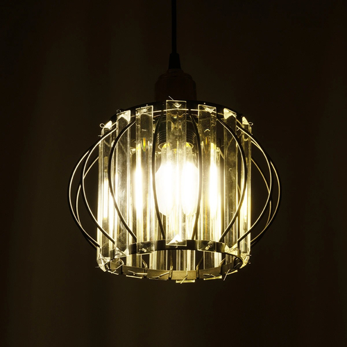 GLOBOSTAR® LUCERO 201-0078 Vintage Κρεμαστό Φωτιστικό Οροφής με Ντουί 1 x E27 AC 220-240V IP20 - Μαύρο & Διάφανο - Μ24 x Π24 x Υ24cm