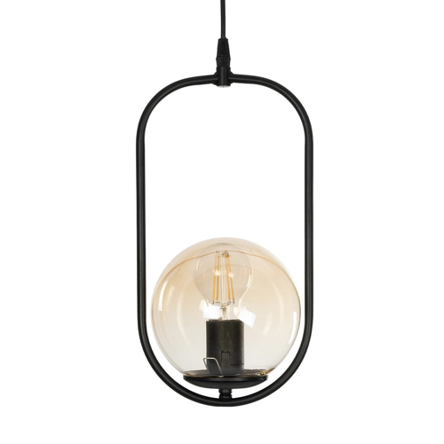 GLOBOSTAR® ZENITH 201-0093 Vintage Κρεμαστό Φωτιστικό Οροφής με Ντουί 1 x E27 AC 220-240V IP20 - Μαύρο & Μελί - Μ18 x Π15 x Υ38cm