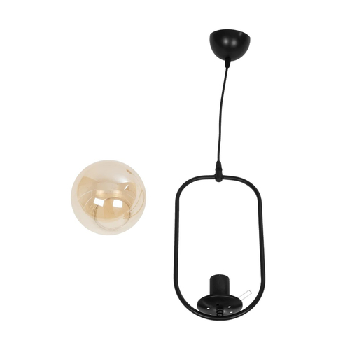 GLOBOSTAR® ZENITH 201-0093 Vintage Κρεμαστό Φωτιστικό Οροφής με Ντουί 1 x E27 AC 220-240V IP20 - Μαύρο & Μελί - Μ18 x Π15 x Υ38cm